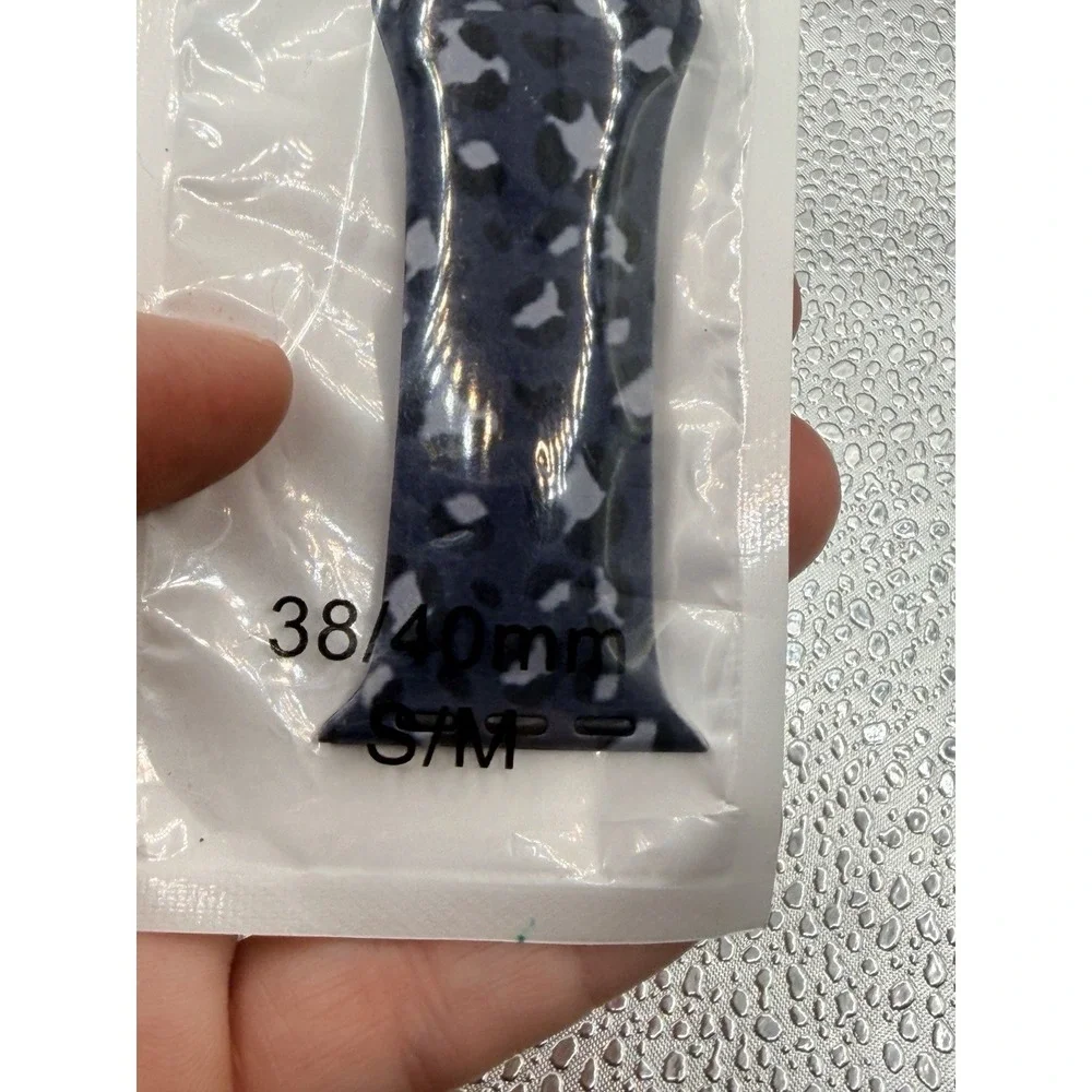 Sport Silicone Band Bracelet For Apple Watch iWatch 38mm Or 40mm Blue Camo